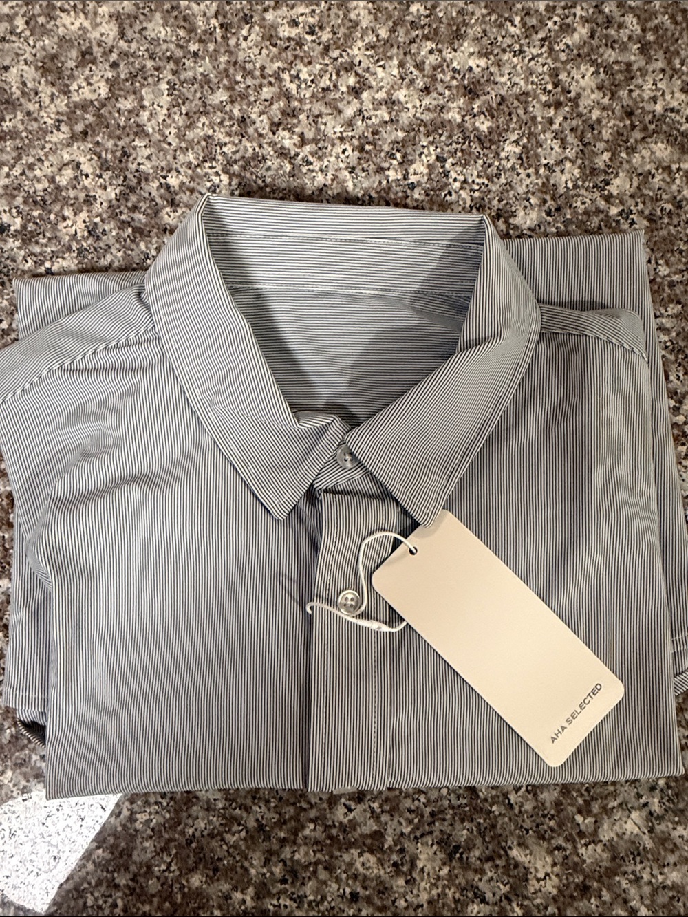 Men's Grey Pinstripe Dress Shirt -